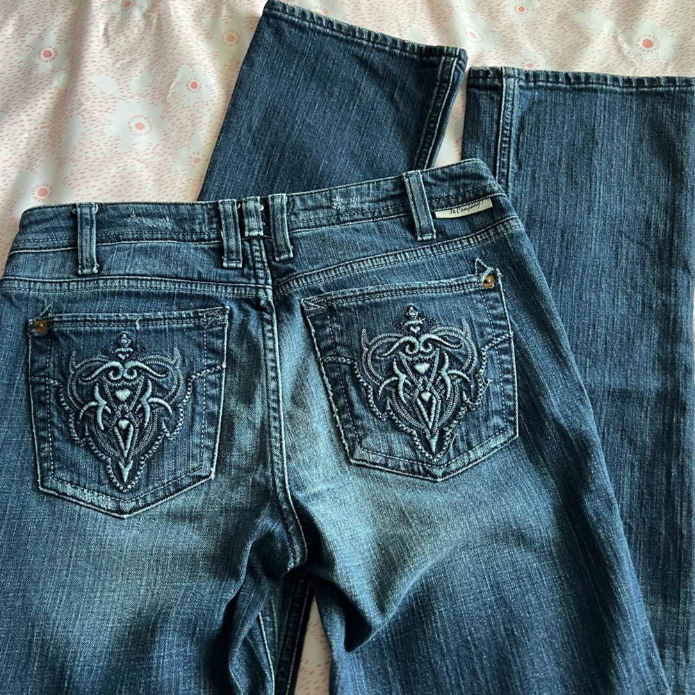 J & Company Beverly Boot Cut Jeans with Decorative Stitching size 27 Y2K